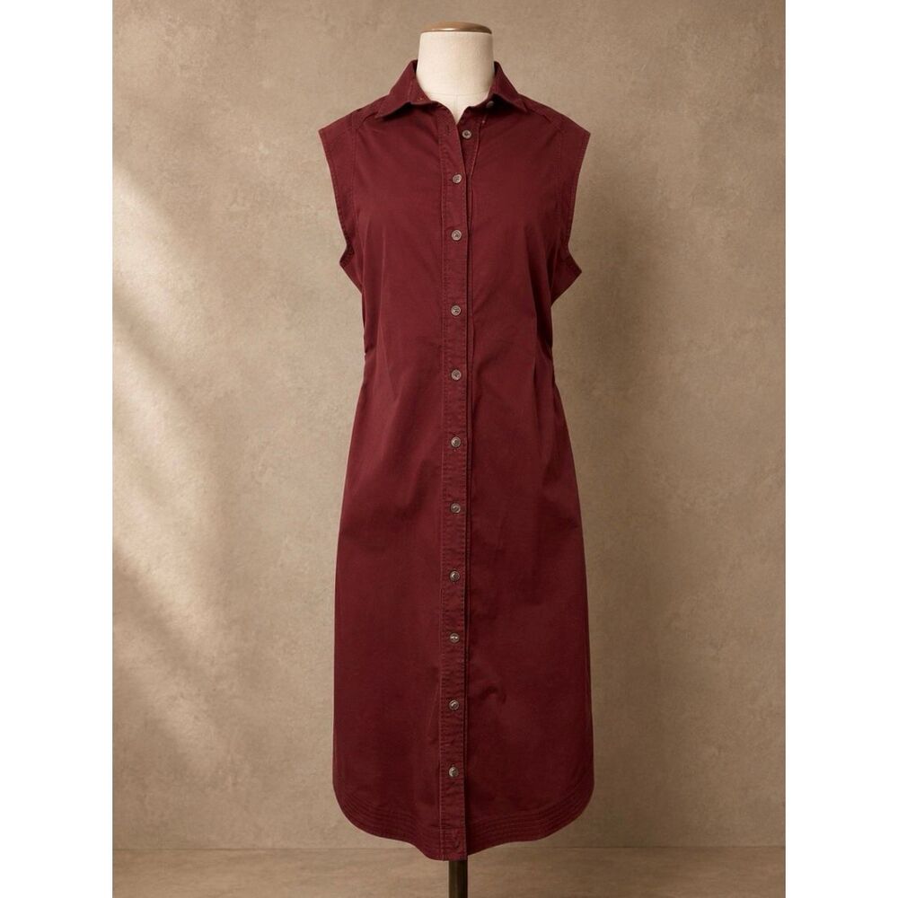 Pilcro Sz 10 Anthropologie Collared Shirt Dress in Crimson New NWT